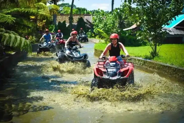 ATV crossing river in Ubud
