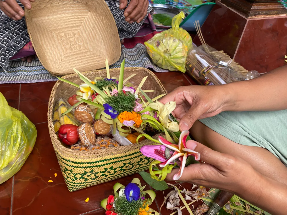 Finished canang sari offering ready to be presented