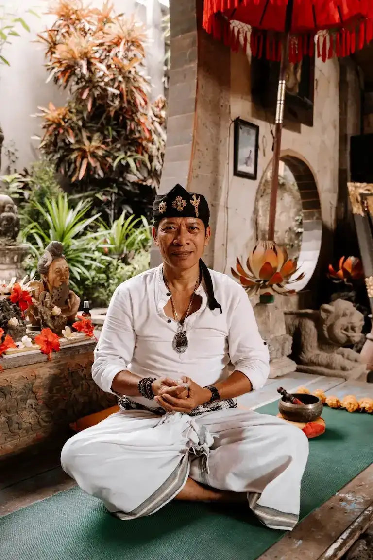Wayan Rarem during a healing ceremony
