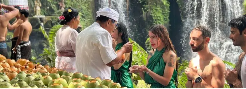 Water blessing ceremony led by a Balinese priest